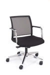Kakovosten konferenčni stol sonic na kolesih črne barve z sedežem tapeciranim v kvalitetno blago