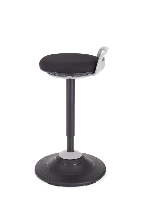 Gibljiv stol balance v blagu črne barve z tapeciranim sedežem v peni