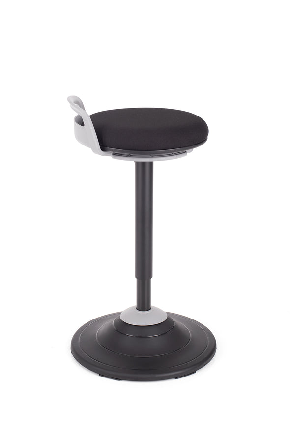 Gibljiv stol balance v blagu črne barve z ročico za enostavno premikanje stola