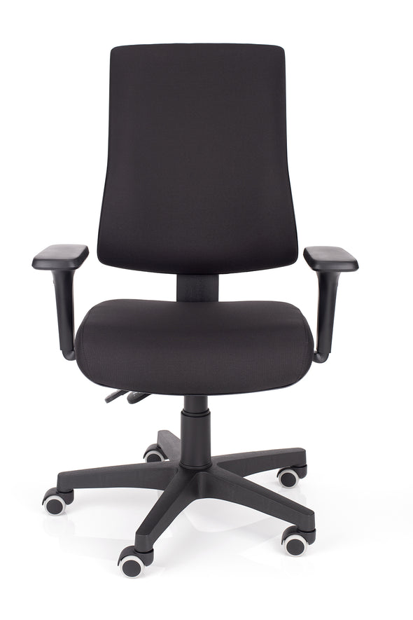 Ergonomski pisarniški stol orion v blagu črne barve z udobnim ergonomsko oblikovani sedežem