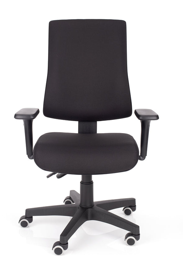 Ergonomski otroški stol orion v blagu črne barve z udobnim ergonomsko oblikovanim sedežem