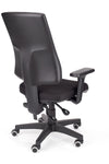 Kakovosten delovni stol orion v blagu črne barve z gumiranimi kolesi primernimi za občutljivo podlago