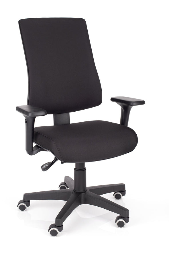 Kvalitetni otroški stol orion v blagu črne barve ergonomsko oblikovanim za maksimalno udobje in zdržljivost