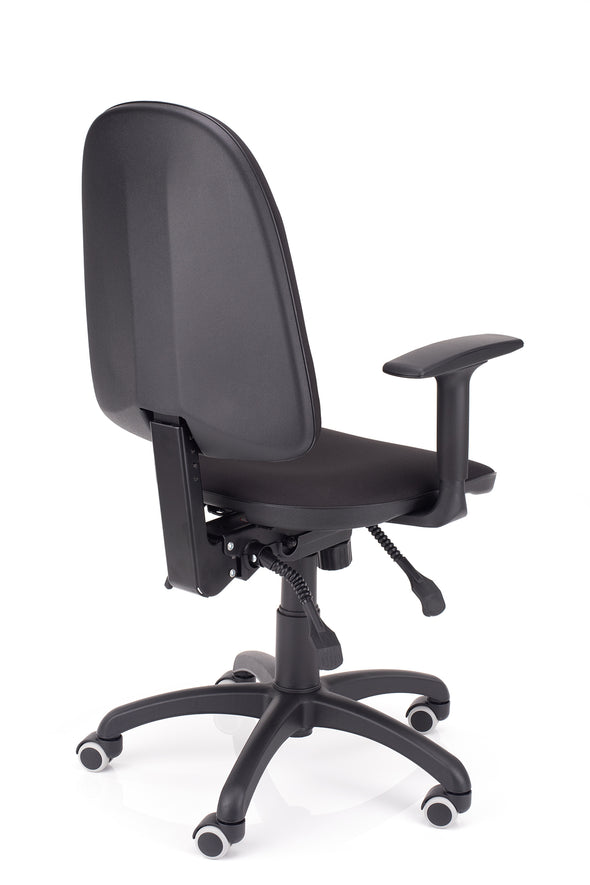 Nastavljivi stol beta multi v blagu črne barve z močnim in stabilnim pvc podnožjem