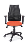 Udoben računalniški stol dynamic classic z naslonom v črni mreži in sedežem oranžne barve
