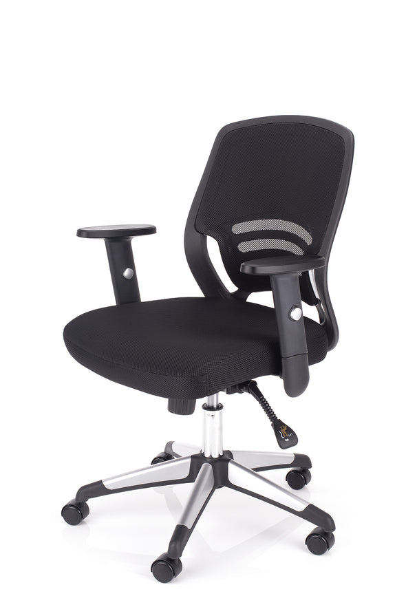 Ergonomski pisarniški stol delta v črni barvi z naprednim sinhron mehanizmom