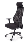 Ergonomski pisarniški stol dynamic v črni barvi z naslonom v zračni mreži in sedežem v mehkem blagu