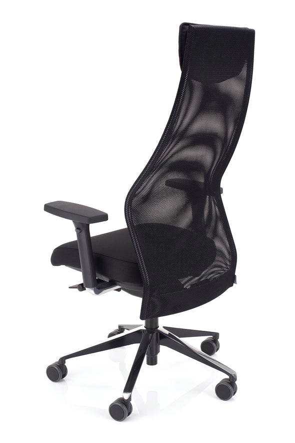 Ergonomski pisarniški stol dynamic elegance v črni barvi z stabilnim kovinskim podnožjem