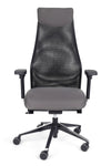 Ergonomski pisarniški stol dynamic elegance v sivi barvi z naslonom v zračni mreži in sedežem v mehkem blagu