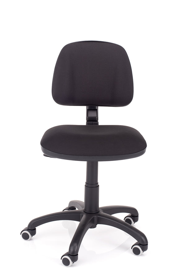 Enostaven otroški stol gama v blagu črne barve z ergonomsko oblikovanim sedežem
