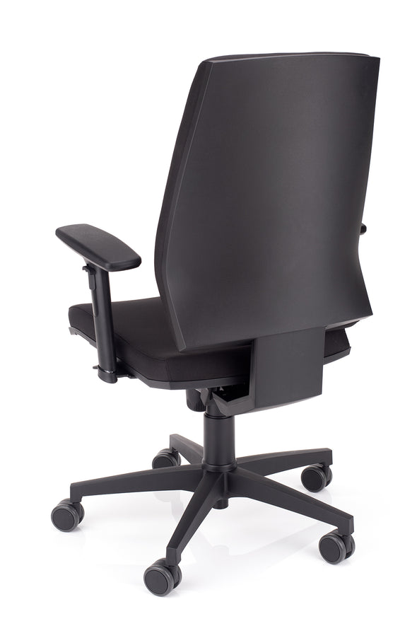 Udobni računalniški stol sigma v blagu črne barve z stabilnim pvc podnožjem za brezskrbno sedenje
