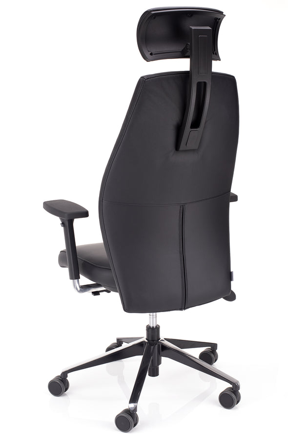 Udoben delovni stol vision črne barve z močnim in stabilnim kovinskim podnožjem