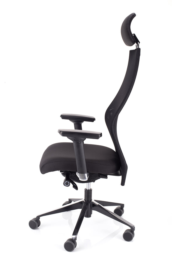 Ergonomski pisarniški stol dynamic xl v črni barvi z nastavljivim vzglavnikom 
