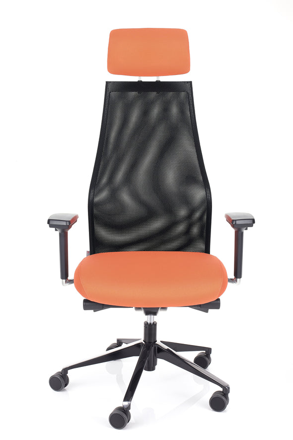 Kvalitetni računalniški stol dynamic xl v oranžni barvi z vzglavnikom