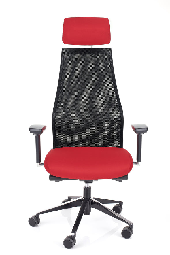 Udobni pisarniški stol dynamic xl v rdeči barvi z vzglavnikom