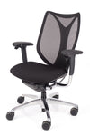Kakovosten pisarniški stol sabrina črne barve z drsno ploščo sedeža za nastavitev globine