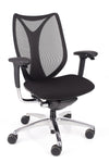 Ergonomski delovni stol sabrina črne barve z fleksibilno strukturo obročev kateri se prilagajajo vsakem gibu