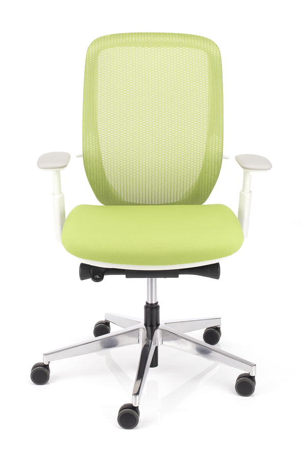 Prilagodljiv pisarniški stol sylphy zelene barve z drsno ploščo sedeža za nastavitev po globini 