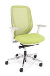 Udoben pisarniški stol sylphy zelene barve z močnim podnožjem in gumiranimi kolesi za stabilnost in trajnost