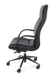 Eleganten delovni stol comfort mpd v usnju črne barve z oblazinjenim vzglavnikom kateri je ergonomsko oblikovan