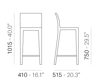 tehnične mere lesenega barskega stola young