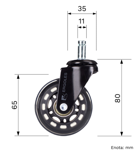 Set gumiranih koles Roller - velikost 65