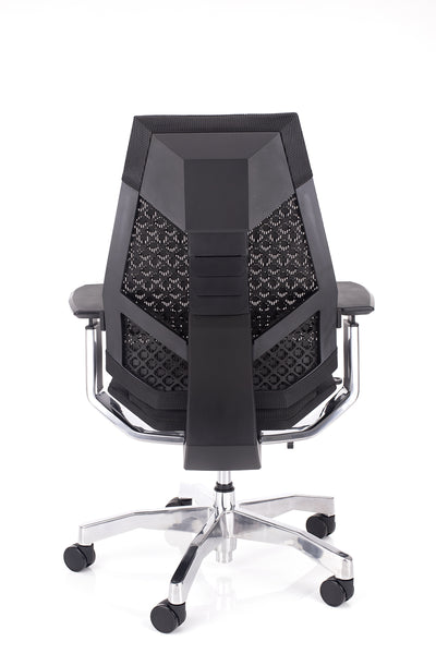 pisarniški stol genidia v mreži črne barve brez vzglavnika z nastavljivo ledveno podporo