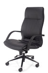 Kvalitetni pisarniški stol comfort sinhron v usnju črne barve z udobnim sedežem tapeciranim v kvalitetno blago
