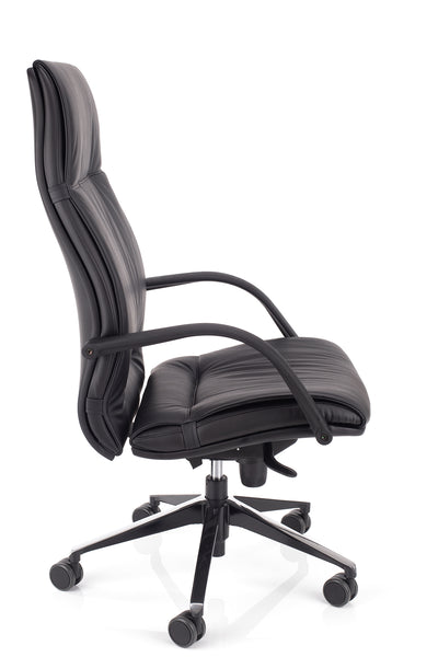 Eleganten pisarniški stol comfort sinhron v usnju črne barve