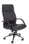 Eleganten pisarniški stol comfort sinhron v usnju črne barve z mehko sedalno površino za maksimalno udobje