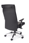 Elegantni delovni stol stanley iz usnja v črni barvi z možnostjo prilagoditve sile nagiba